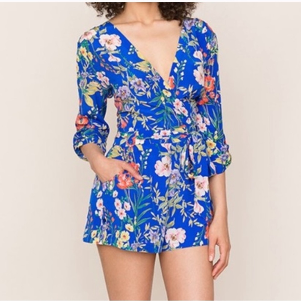 Yumi Kim Liz Floral Blue Romper
